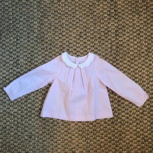 Jacadi Baby Girls Blouse, light pink with white scalloped collar, 36M